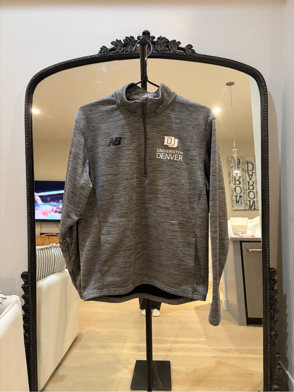 New Balance Gray University of Denver Quarter-Zip Pullover